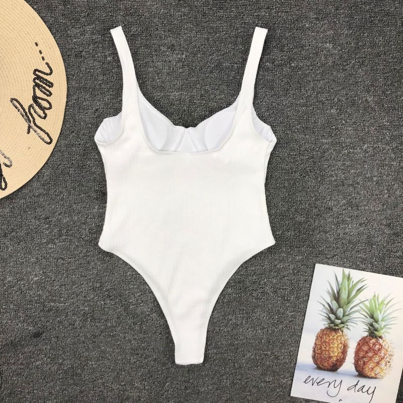 High Cut Push-up Ribbed Underwire One Piece Swimsuit