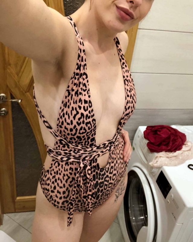 Cheetah Print Monokini Bandage One Piece Swimsuit 