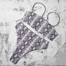 Snake Print Sling Bikini Set Thong Swimsuit