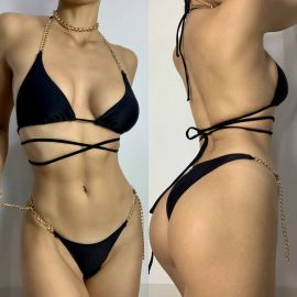 Micro bikini 2 piece set swimsuit with metal chains