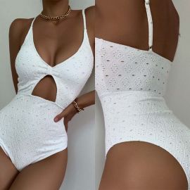 One Piece Swimsuit Solid Hollow Backless Bathing Suit