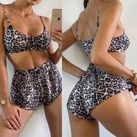 Leopard Print Two Piece Set Bralette & Shorts
