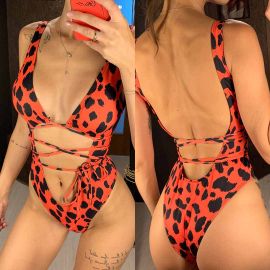Leopard Print Swimsuit with Tie Detail 