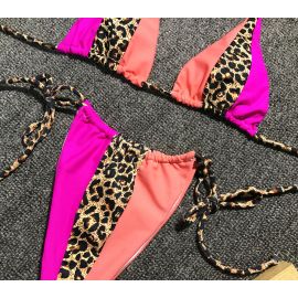Multicolored Leopard Print Triangle Shape Bikini Set