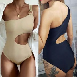 Cut Out One Shoulder One Piece Monokini Swimsuit