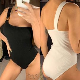Ribbed One Shoulder One Piece Swimsuit