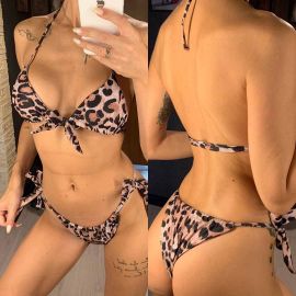 Leopard Brazilian Bikini Tie Knot Two Pieces Swimsuit 