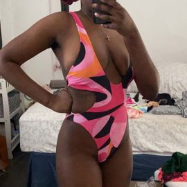  One Piece Swimsuit Multicolor One Shoulder Monokini